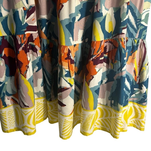 Soft Surroundings Kara Floral Midi Tiered Tropical Flowy Abstract Skirt Sz Med - Picture 4 of 12